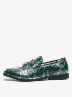 Mocassins à pampilles pour hommes à enfiler en cuir synthétique imprimé poisson bout rond pour bal de promo mariage