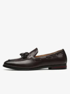 Mocassins à pampilles pour hommes bout pointu talons bas chaussures à enfiler en cuir