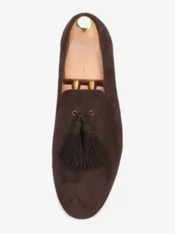 Mocassins à pampilles pour hommes chaussures à enfiler en daim bout rond chaussures de bal de luxe pour mariage