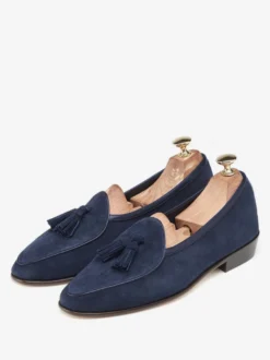 Mocassins à pampilles pour hommes mocassins à enfiler en daim talons bas pointus chaussures de bal marron clair