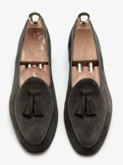 Mocassins à pampilles pour hommes mocassins à enfiler en daim talons bas pointus chaussures de bal marron clair