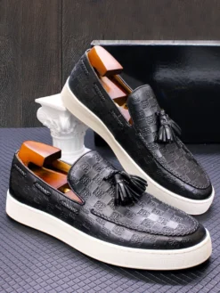Mocassins à pampilles pour hommes chaussures plates en cuir véritable chaussures de soirée et de banquet
