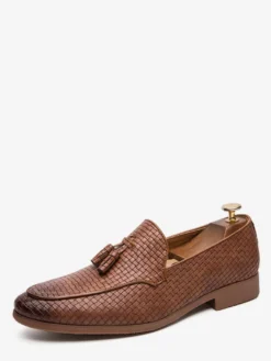 Mocassins à pampilles pour hommes chaussures à enfiler en cuir chaussures à bout pointu talons bas chaussures habillées