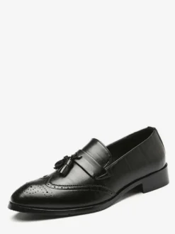 Mocassins à pampilles pour hommes chaussures habillées en cuir à bout pointu à enfiler