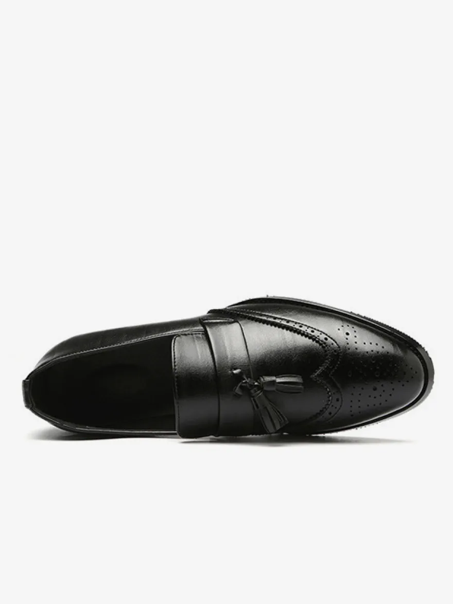 Mocassins à pampilles pour hommes chaussures habillées en cuir à bout pointu à enfiler