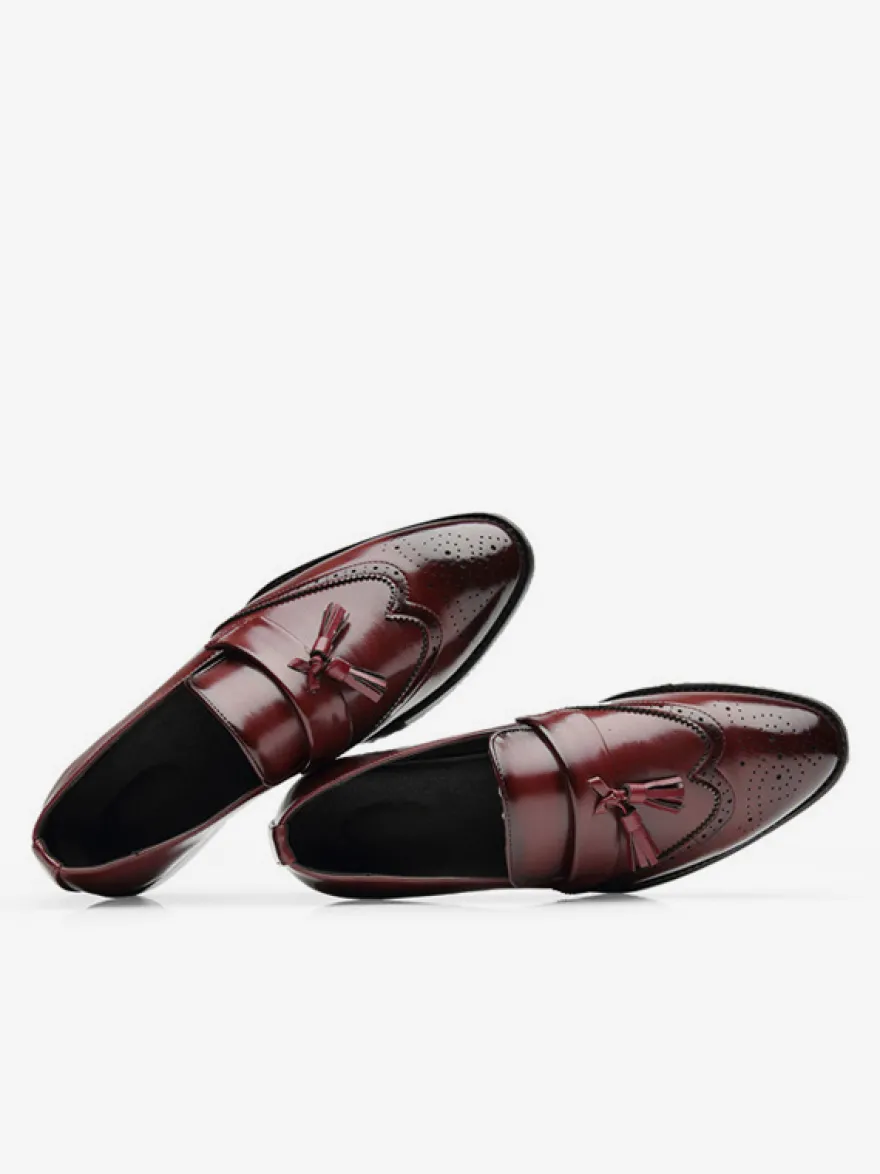 Mocassins à pampilles pour hommes chaussures habillées en cuir à bout pointu à enfiler