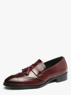 Mocassins à pampilles pour hommes chaussures habillées en cuir à bout pointu à enfiler