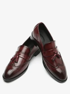 Mocassins à pampilles pour hommes chaussures habillées en cuir à bout pointu à enfiler