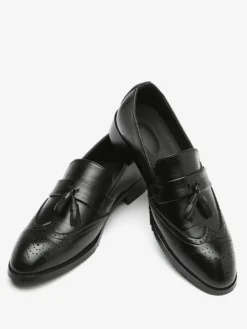 Mocassins à pampilles pour hommes chaussures habillées en cuir à bout pointu à enfiler