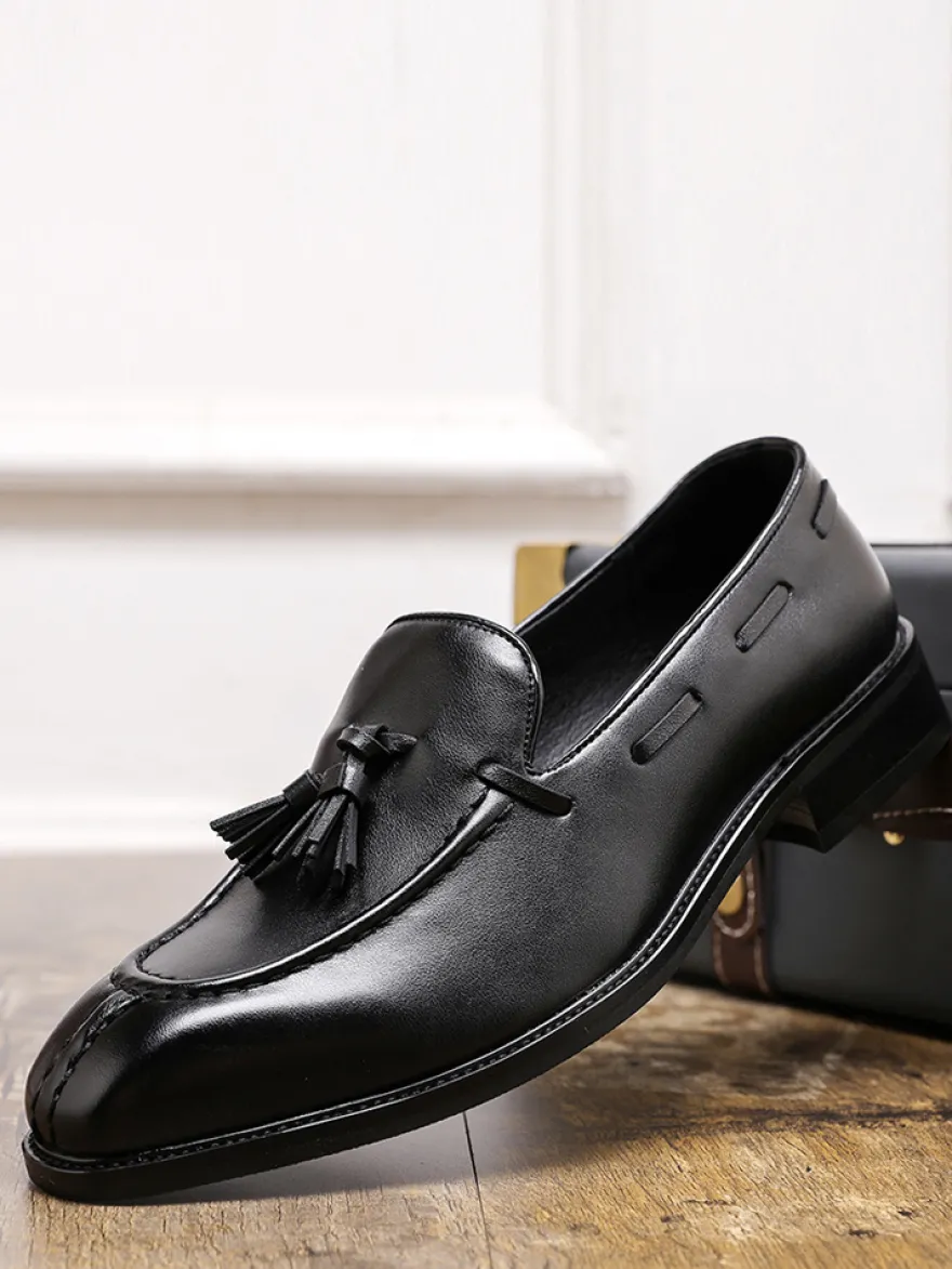 Mocassins à pampilles pour hommes chaussures basses à talons moyens et à enfiler