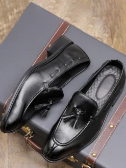 Mocassins à pampilles pour hommes chaussures basses à talons moyens et à enfiler