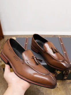 Mocassins à pampilles pour hommes chaussures basses à talons moyens et à enfiler