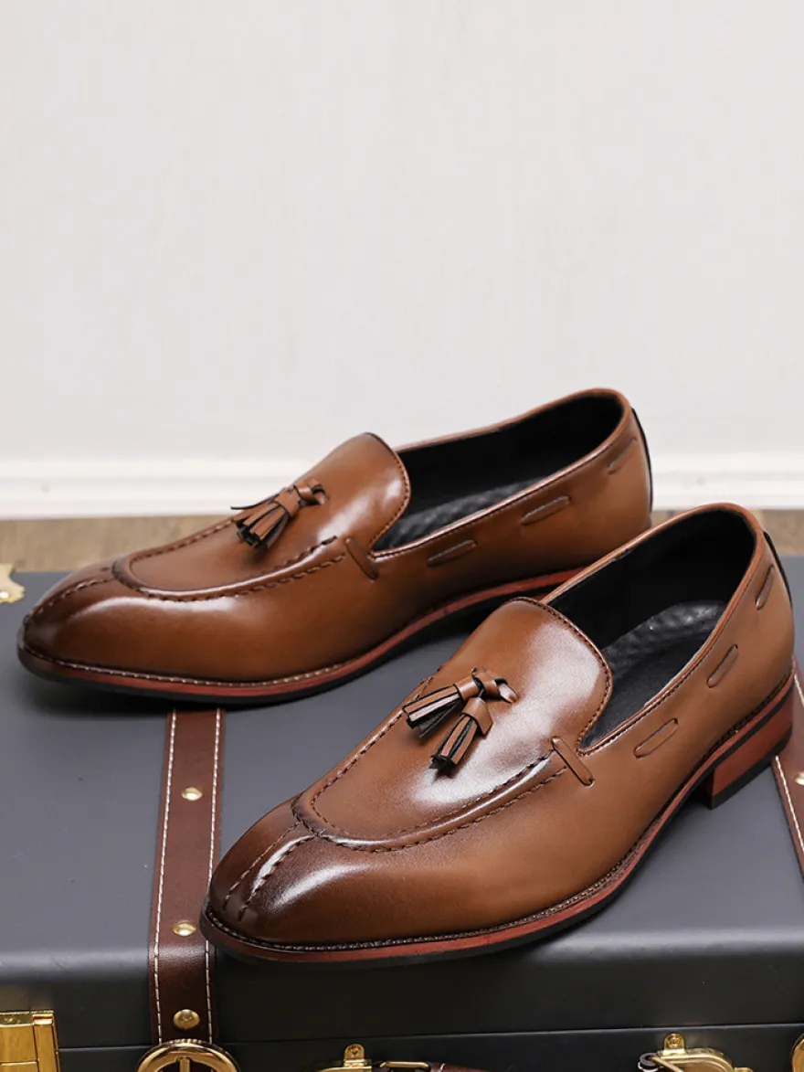 Mocassins à pampilles pour hommes chaussures basses à talons moyens et à enfiler