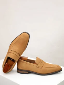 Mocassins penny en daim à bout rond pour hommes