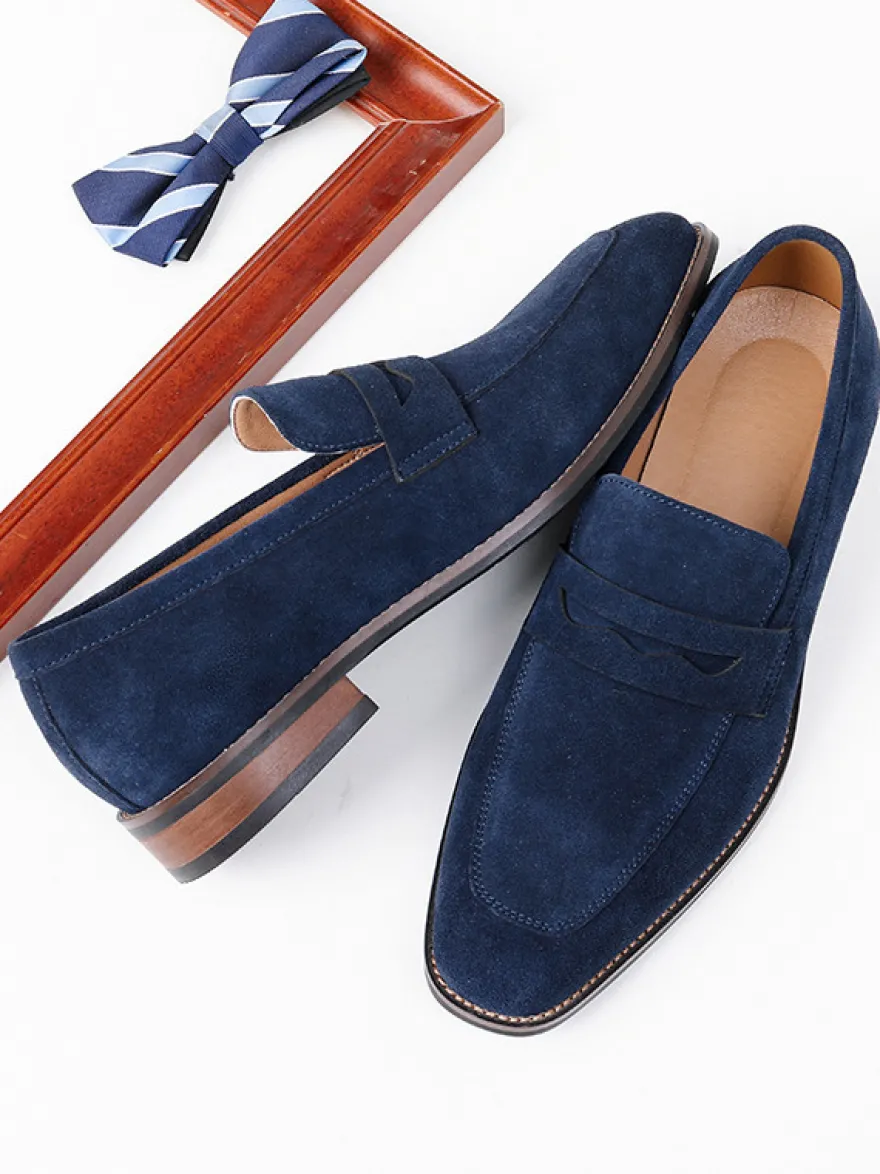 Mocassins penny en daim à bout rond pour hommes