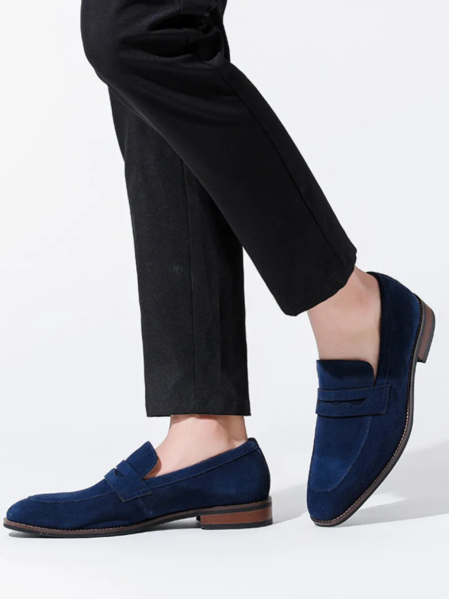 Mocassins penny en daim à bout rond pour hommes