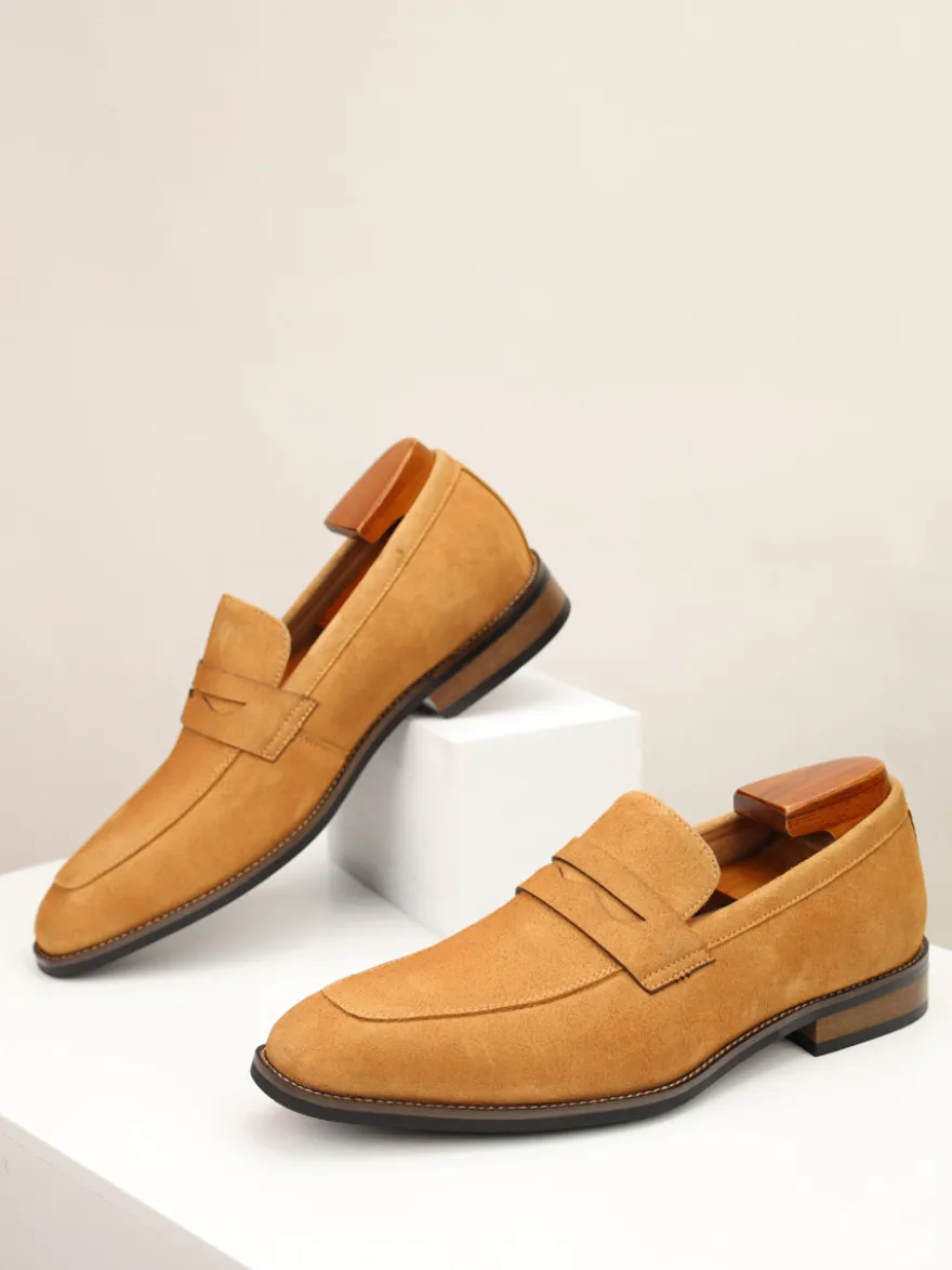 Mocassins penny en daim à bout rond pour hommes