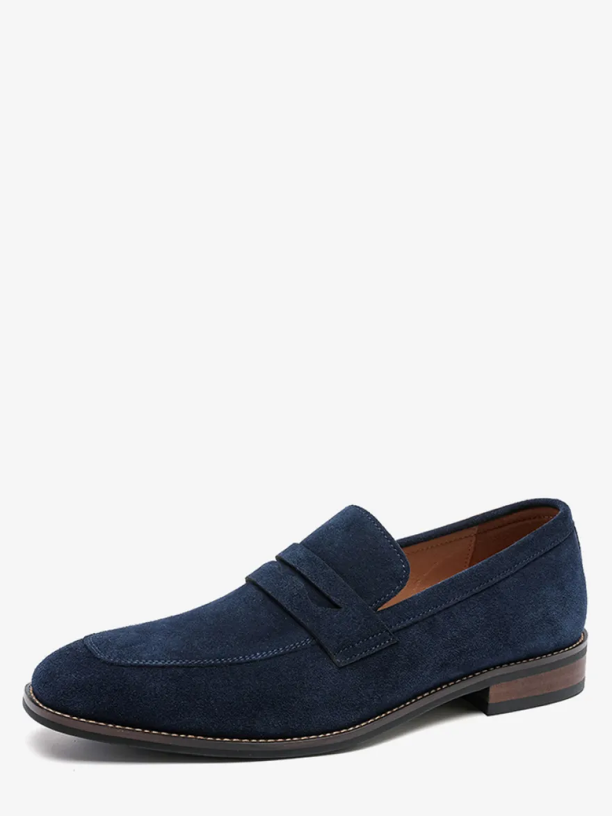 Mocassins penny en daim à bout rond pour hommes