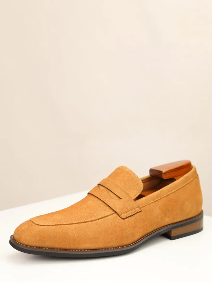 Mocassins penny en daim à bout rond pour hommes