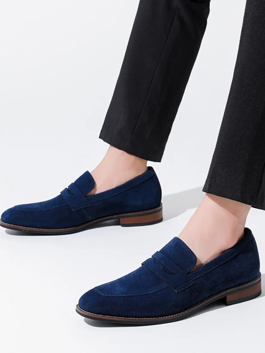 Mocassins penny en daim à bout rond pour hommes