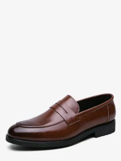 Mocassins penny pour hommes bout rond chaussures habillées à enfiler