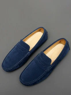 Mocassins Penny pour hommes chaussures de conduite à bout rond et à enfiler