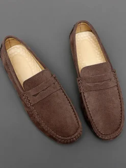 Mocassins Penny pour hommes chaussures de conduite à bout rond et à enfiler