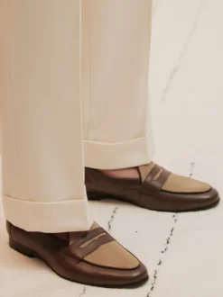 Mocassins Penny pour hommes chaussures à enfiler bout rond talons bas chaussures Penny chaussures de bal de mariage en daim marron