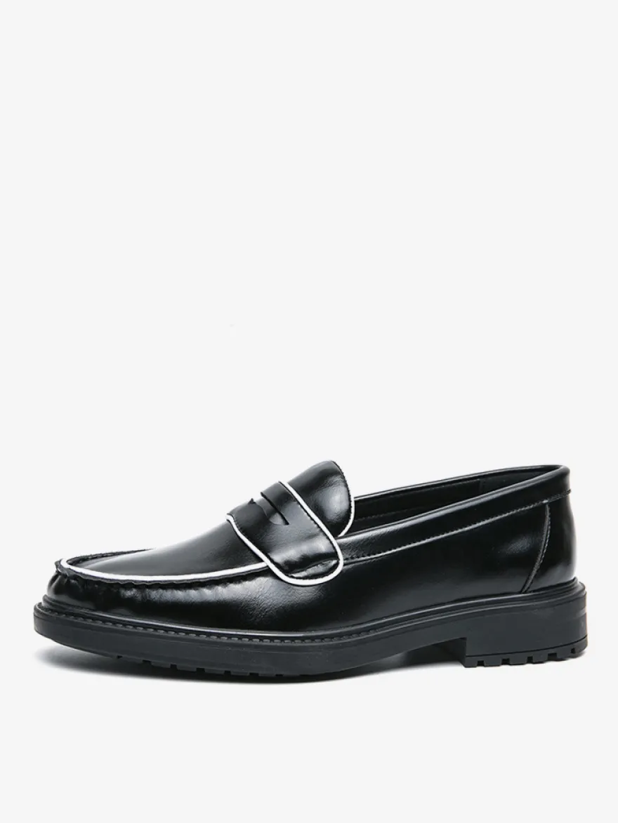 Mocassins à plateforme en cuir pour hommes chaussures confortables pour le travail et les affaires.