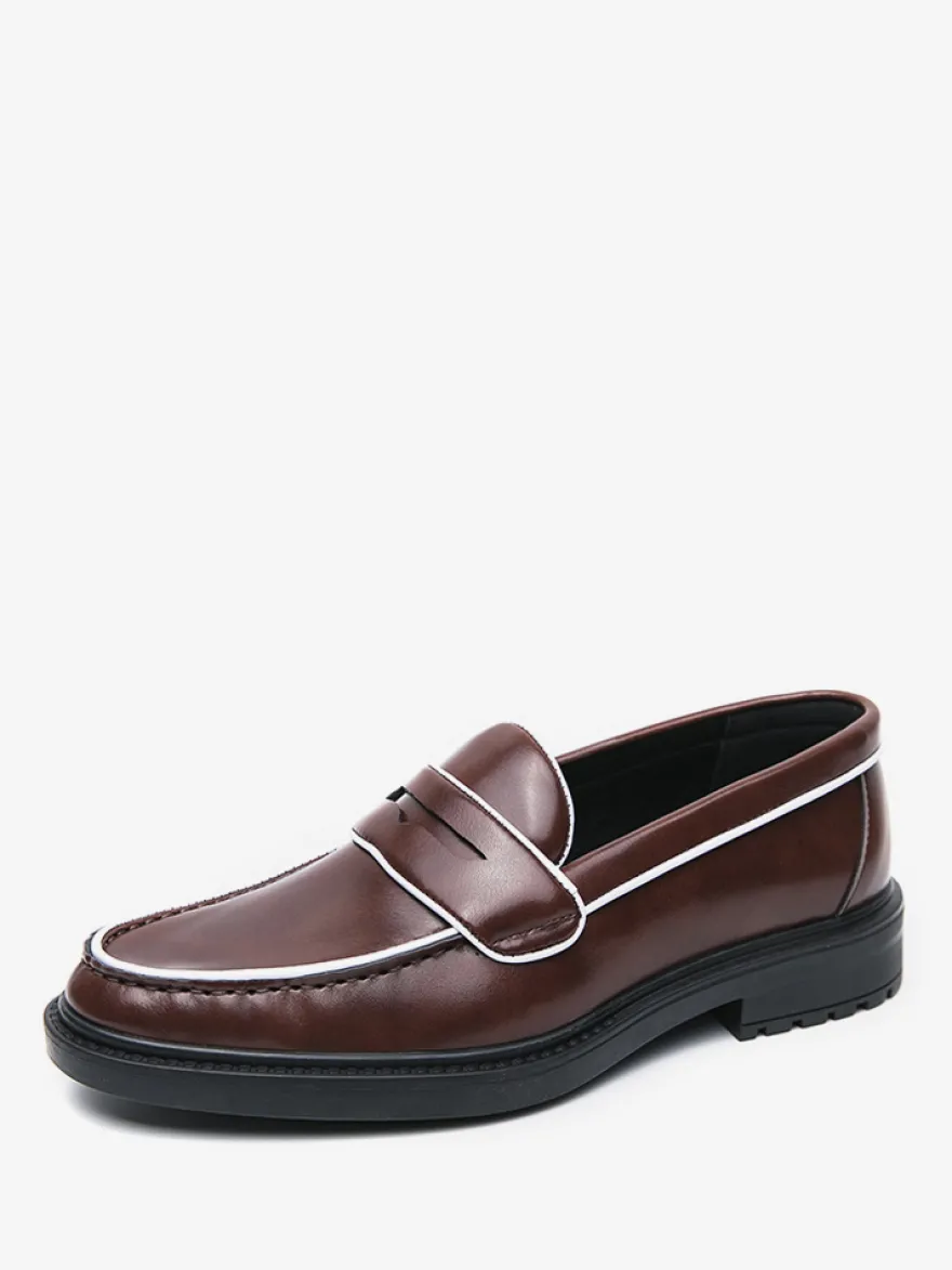 Mocassins à plateforme en cuir pour hommes chaussures confortables pour le travail et les affaires.