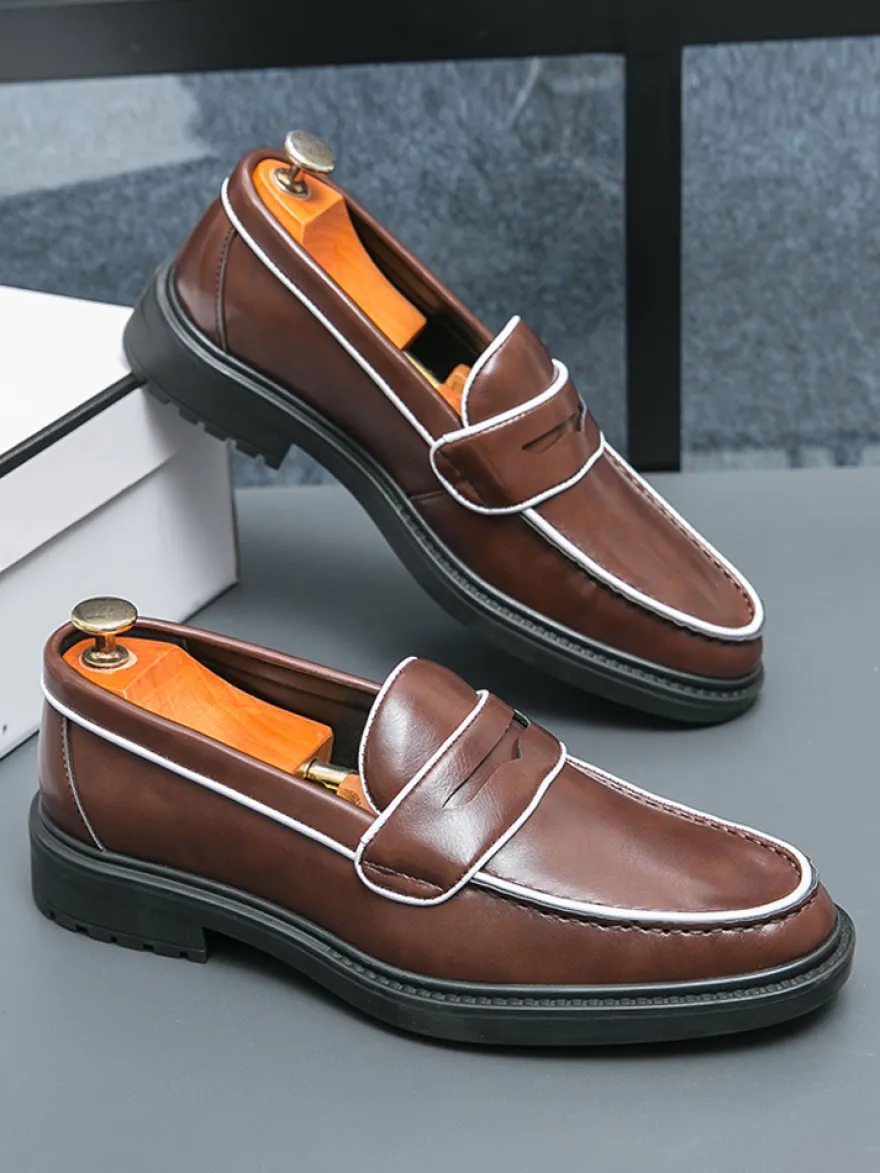 Mocassins à plateforme en cuir pour hommes chaussures confortables pour le travail et les affaires.