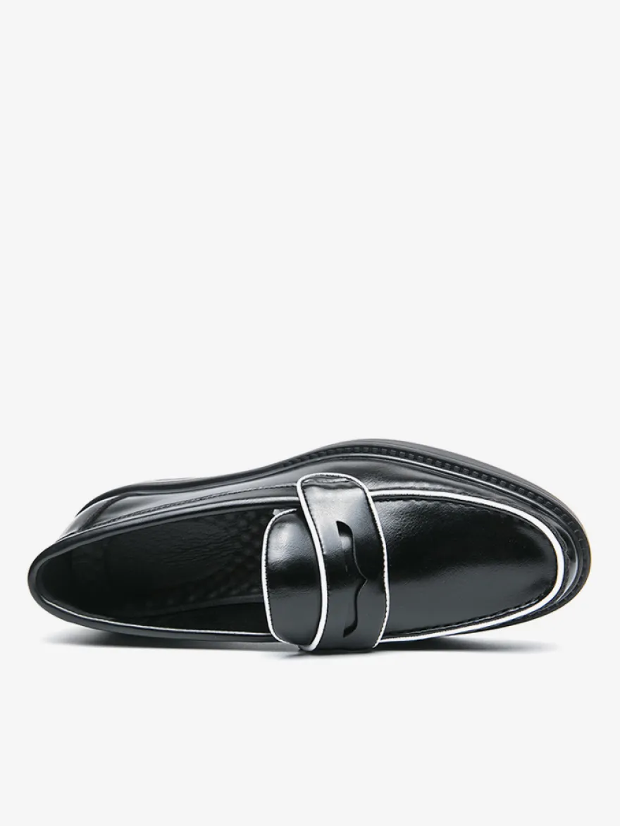 Mocassins à plateforme en cuir pour hommes chaussures confortables pour le travail et les affaires.