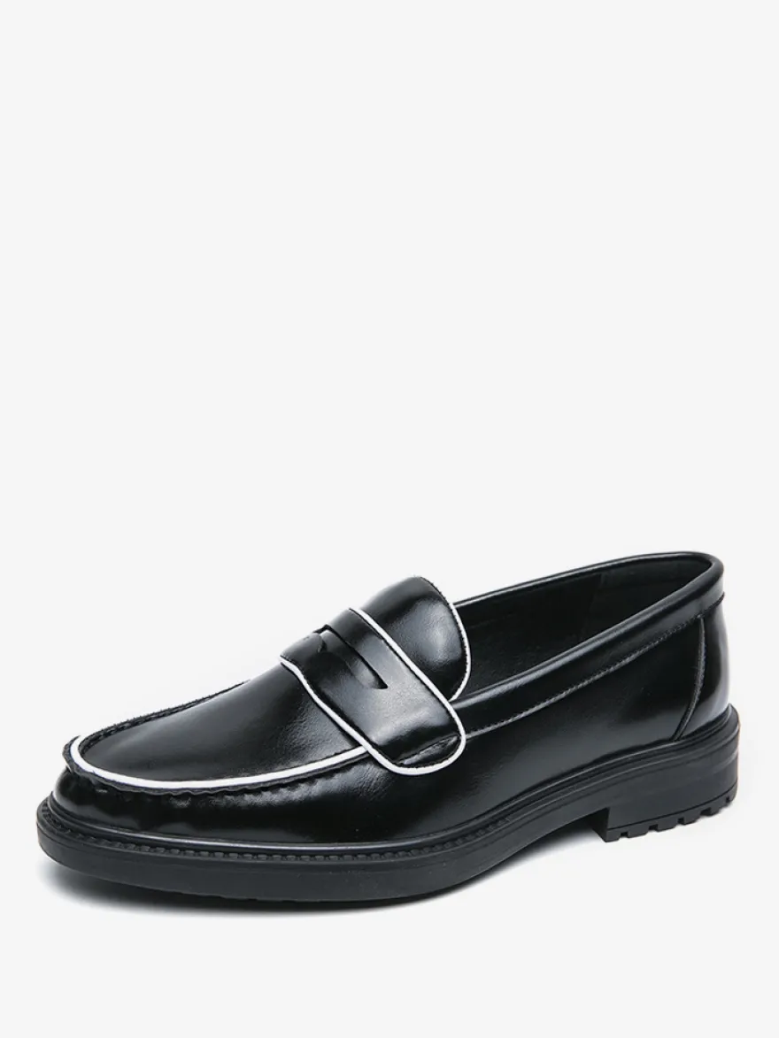 Mocassins à plateforme en cuir pour hommes chaussures confortables pour le travail et les affaires.