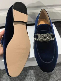 Mocassins pour hommes chaussures de bal de soirée de mariage à la mode tige en micro-daim avec chaînes chaussures à enfiler