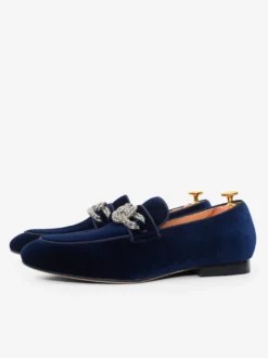 Mocassins pour hommes chaussures de bal de soirée de mariage à la mode tige en micro-daim avec chaînes chaussures à enfiler
