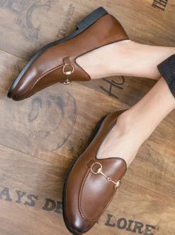 Mocassins pour hommes chaussures décontractées respirantes à bout pointu en cuir