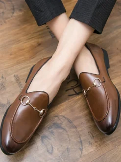 Mocassins pour hommes chaussures décontractées respirantes à bout pointu en cuir