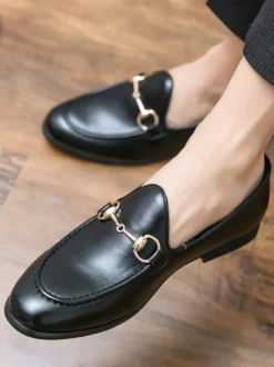 Mocassins pour hommes chaussures décontractées respirantes à bout pointu en cuir