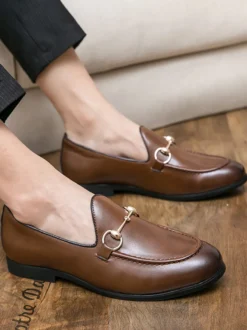 Mocassins pour hommes chaussures décontractées respirantes à bout pointu en cuir