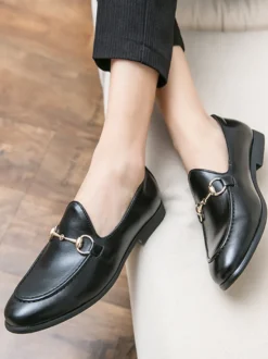 Mocassins pour hommes chaussures décontractées respirantes à bout pointu en cuir