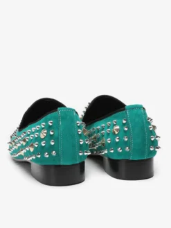 Mocassins pour hommes à rivets et bout pointu en cuir de vachette avec pointes chaussures de bal et de mariage à enfiler