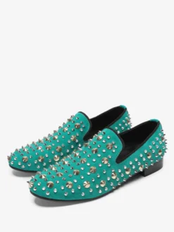 Mocassins pour hommes à rivets et bout pointu en cuir de vachette avec pointes chaussures de bal et de mariage à enfiler