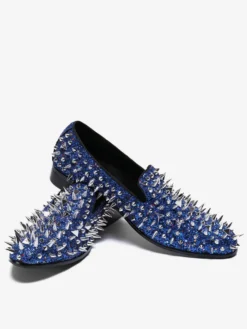 Mocassins à rivets et bout rond en cuir synthétique pour homme chaussures de bal de mariage