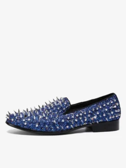 Mocassins à rivets et bout rond en cuir synthétique pour homme chaussures de bal de mariage