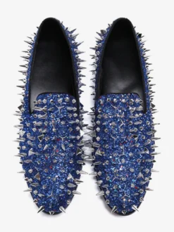 Mocassins à rivets et bout rond en cuir synthétique pour homme chaussures de bal de mariage