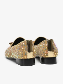 Mocassins à rivets et paillettes pour homme bout pointu en cuir de vache avec pompons chaussures de bal et de mariage