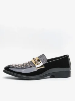 Mocassins à rivets et strass pour homme chaussures décontractées pour soirée boîte de nuit mode