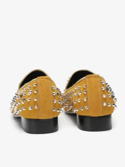 Mocassins à rivets jaunes pour homme chaussures de mariage de bal à bout pointu en cuir à enfiler
