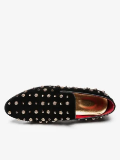 Mocassins à rivets pour hommes pointes dorées en daim cuir motif floral faciles à enfiler formels décontractés pour mariage bal danse chaussures plates