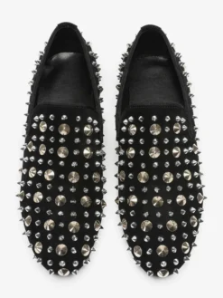 Mocassins à rivets pour hommes chaussures en cuir à enfiler à pointes pour bal de promo mariage